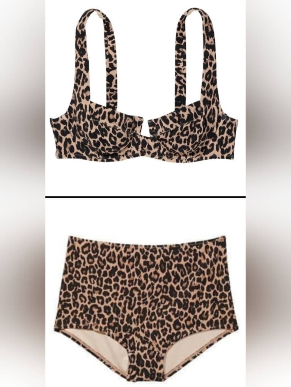 36B/M VS Swim Full Coverage Bikini Top High Waist Boyshort Bikini Set Leopard